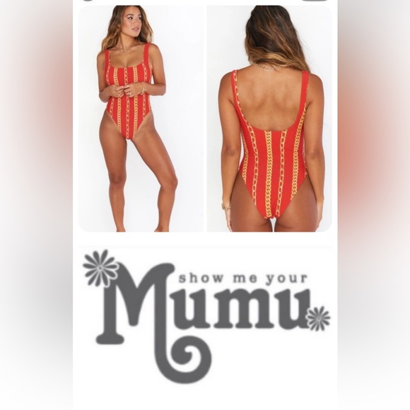 Show Me Your MuMu Red Italia Off the Chain Bathing Suit - Picture 1 of 16